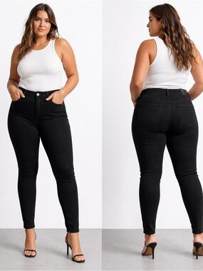 Zara Black High Rise Skinny Jeans Size 14 NWT